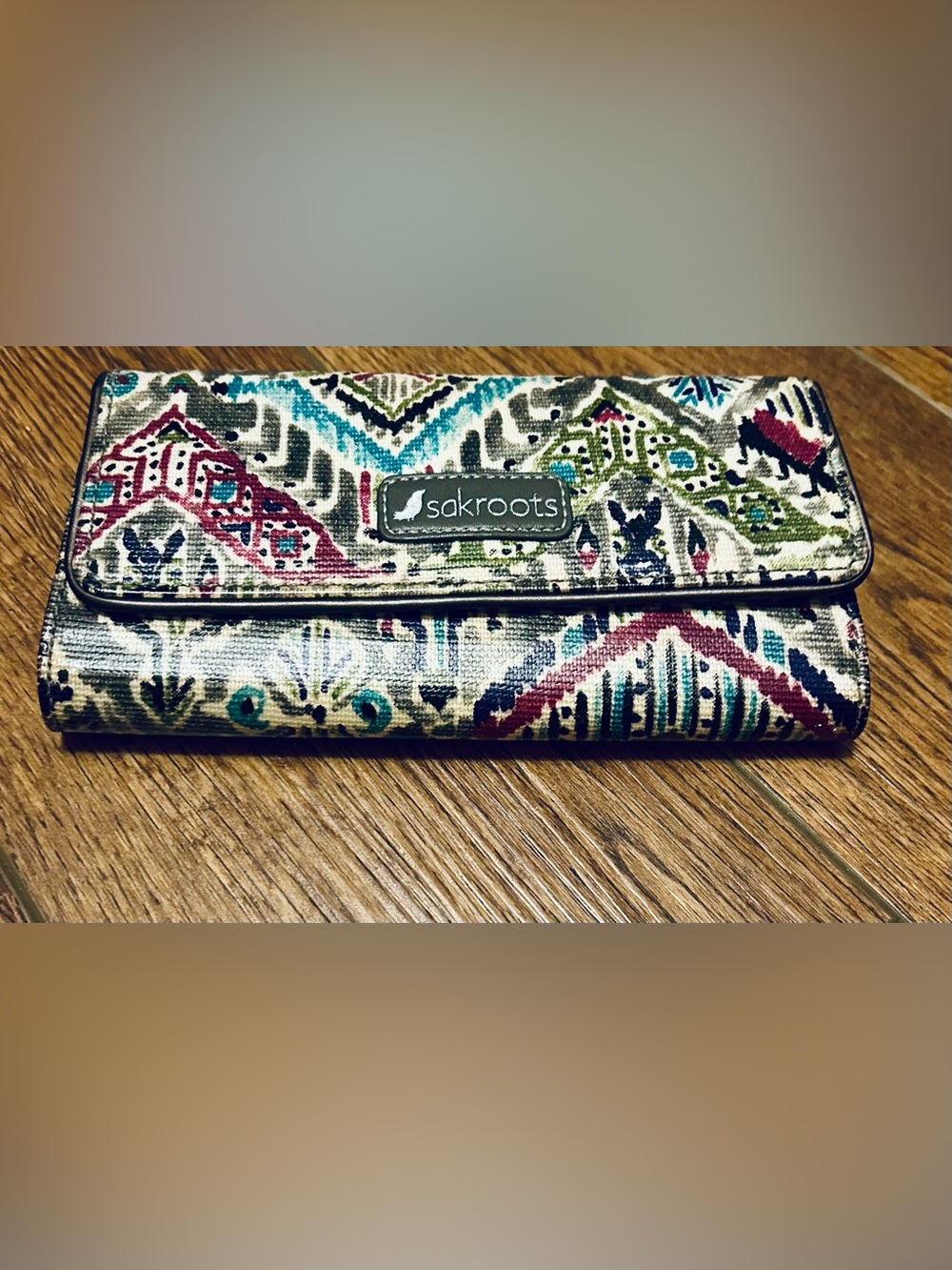 Sakroots Megan Gray and white Patterned Wallet